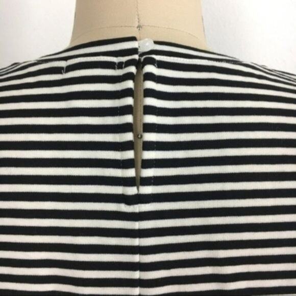 J.CREW Black/White Striped Ruffle-Hem Tank Top Sleeveless Ponte Blouse Small - Picture 6 of 9